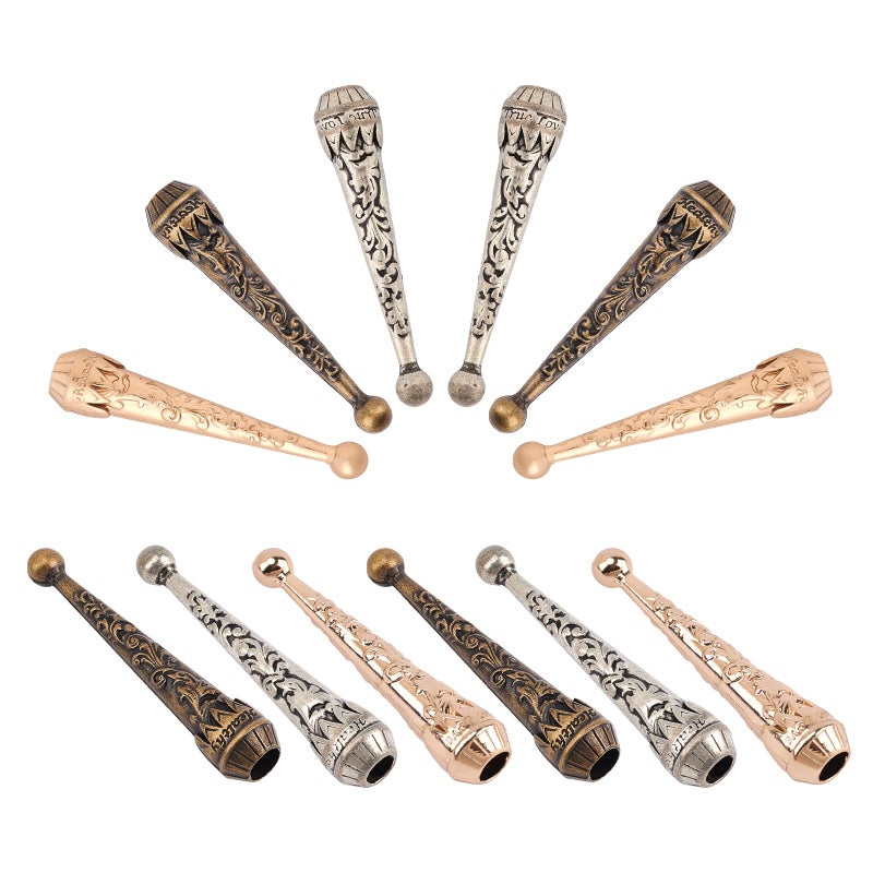 NBEADS 6 PCS Size 2.05 Inch Long Alloy Bolo Tie Tips Replacement End Caps, Bolo Cap Buckle Replacement 5.5mm Inner Diameter Mixed Color Baseball Bat Embossment Carved Fashion DIY Findings - Image 1
